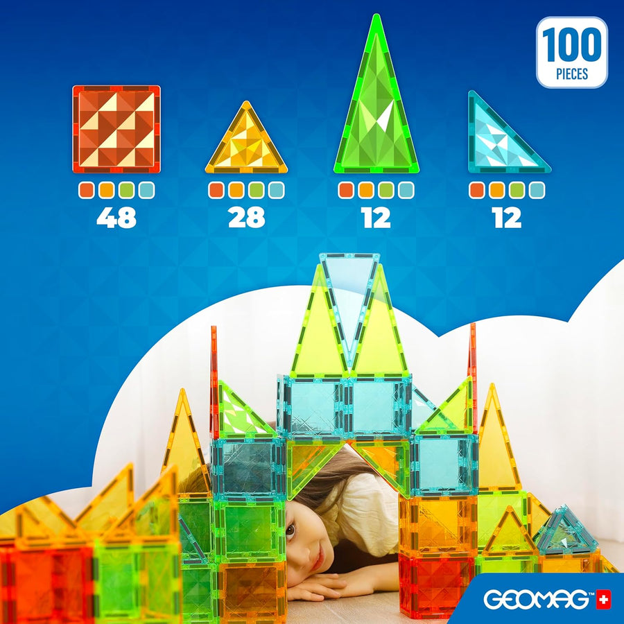 Tuiles Magnétiques Enfant 100 Pièces – Construction 3D