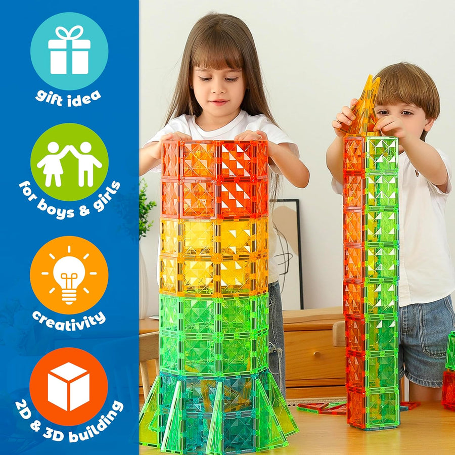Tuiles Magnétiques Enfant 100 Pièces – Construction 3D