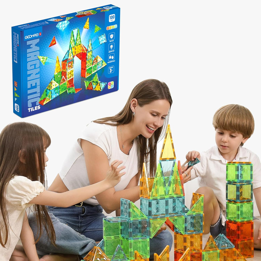 Tuiles Magnétiques Enfant 100 Pièces – Construction 3D